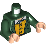 Torso Jacket and Yellow Waistcoat Print, Dark Green Arms, Light Nougat Hands Dark Green