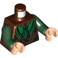 Torso Armor, Elven Leaf Mail Print, Dark Green Arms, Light Nougat Hands Rotbraun
