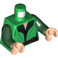 Torso Elven Robe over Dark Green Shirt, Gold Buckle Print, Dark Green Arms, Light Nougat Hands Grün