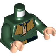 Torso Tunic with Gold Collar, Black Belt with Gold Buckle Print, Dark Green Arms, Light Nougat Hands Dunkelgrün