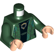 Torso Robe, Black Shirt, Pendulum Necklace Print, Dark Green Arms, Light Nougat Hands Dark Green