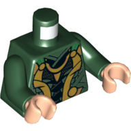 Torso Armor with Plates with Gold Detailing Print, Dark Green Arms, Light Nougat Hands Dunkelgrün