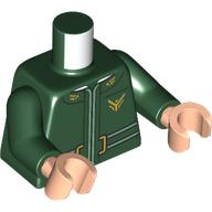 Torso, Jacket, White Belt, Gold Buckle, Atreides Bird Insignia print, Dark Green Arms, Light Nougat Hands Dark Green