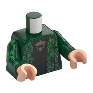 Torso Robe, Bright Green and Silver Decorations, Black Shirt, Gold Pendant print, Dark Green Arms, Light Nougat Hands Dark Green