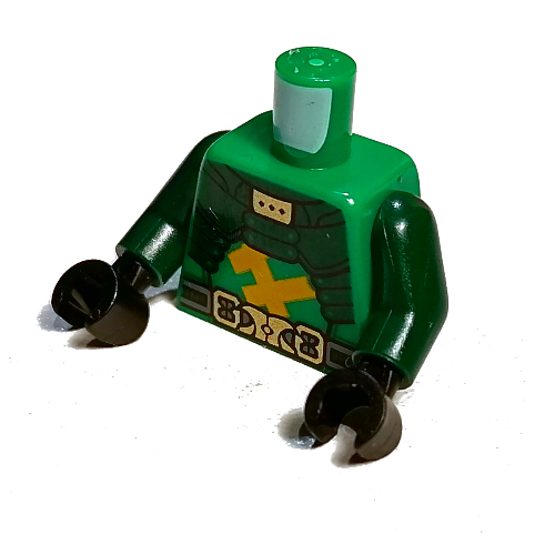 Torso Robes, Dark Green Armour, Light Bluish Gray and Gold Utility Belt Print, Dark Green Arms, Black Hands Grün