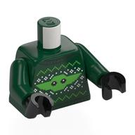 Torso, Christmas Sweater, White/Bright Green Decorations, Grogu Face print, Dark Green Arms, Black Hands Dark Green