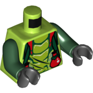 Torso Snake with Dark Green Straps and Red Vials Print (Spitta), Dark Green Arms, Black Hands Lime