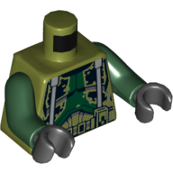 Torso Armor Camouflage Print (Commander Gree), Dark Green Arms, Black Hands Olive Green