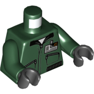 Torso Jacket with Zipper Pockets and ID Badge on Front / 'LEXCORP' on Back print, Dark Green Arms, Black Hands Dunkelgrün