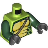 Torso Bare Chest, Yellow Snake Belly, Dark Green Spots, Strap Print, Dark Green Arms, Black Hands Lime