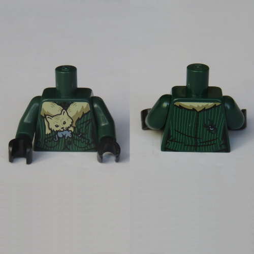 Torso Jacket and Cat Scarf Holding a Rat Print (Snape Boggart), Dark Green Arms, Black Hands Dark Green