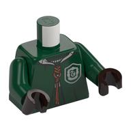 Torso Quidditch Robe over Sweater, White Collar and Crest (Slytherin) Print, Dark Green Arms, Dark Brown Hands Dark Green