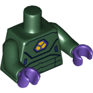 Torso Armor with Yellow and Dark Purple Chest Print, Dark Green Arms, Dark Purple Hands Dark Green