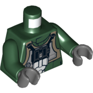 Torso Rebel A-wing Pilot with Dark Tan Vest and Black Front Panel with Breathing Apparatus Print, Dark Green Arms, Dark Bluish Gray Hands Dunkelgrün