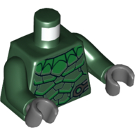 Torso Armor, Green Scales print, Dark Green Arms, Dark Bluish Gray Hands Dark Green