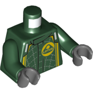 Torso Racing Jacket, Yellow Trim, Lotus Logo, and Seamlines Print, Dark Green Arms, Dark Bluish Gray Hands Dunkelgrün