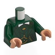 Torso, Suit, Dark Green Jacket, White Collar, Gold Eyes, Straps print, Dark Green Arms, Nougat Hands Dunkelgrün