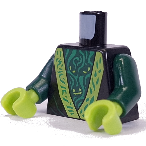 Torso, Robe, Lime Trim, Green Decorations, Dark Green Shirt print, Dark Green Arms, Lime Hands Schwarz