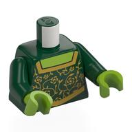 Torso, Dress, Gold Flowers, Trim, Lime Chest print, Dark Green Arms, Lime Hands Dunkelgrün