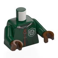 Torso, Quidditch Robe, Dark Orange Laces, Silver Slytherin Crest print, Dark Green Arms, Reddish Brown Hands Dunkelgrün