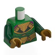 Torso, Gold/Dark Green Armor, Magenta Cape print, Dark Green Arms, Pearl Gold Hands Grün