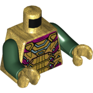Torso Armor Plates with Magenta Trim Print, Dark Green Arms, Pearl Gold Hands Pearl Gold