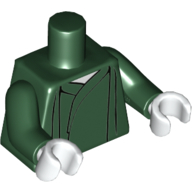 Torso Robe with White Neck Print (Voldemort), Dark Green Arms, White Hands Dark Green