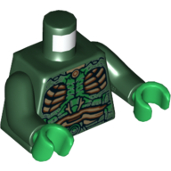 Torso Parademon Armor with Green Highlights and Tan Scale Panels Print, Dark Green Arms, Green Hands Dunkelgrün