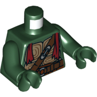 Torso Turtle Shell with Dark Brown Belts, Silver Buckles and Dark Red Scarf Print, Dark Green Arms and Hands Dunkelgrün