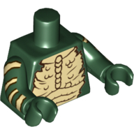 Torso Bare Chest with Bones and Spikes print, Dark Green Arms with Tan Stripes print, Dark Green Hands Dark Green