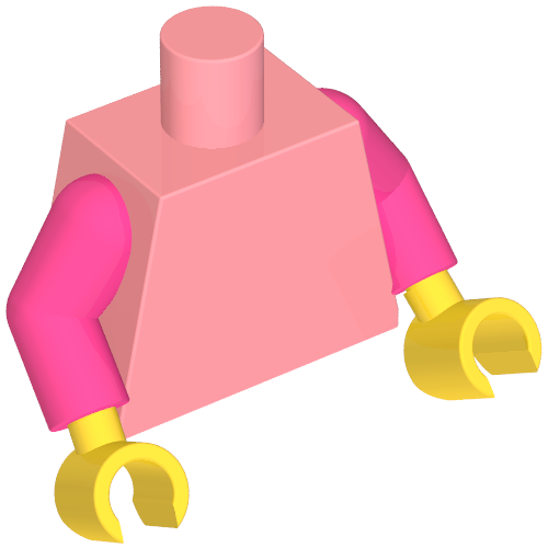 Torso, Dark Pink Arms, Yellow Hands [Plain] Rosa