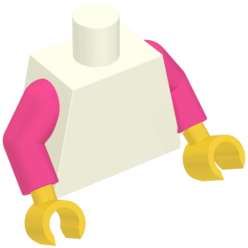 Torso, Dark Pink Arms, Yellow Hands [Plain] White
