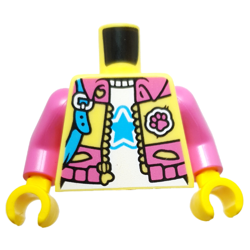 Torso, Dark Pink/Bright Light Yellow Jacket, Medium Azure Pouch, White Shirt with Medium Azure Star print, Dark Pink Arms, Yellow Hands Bright Light Yellow