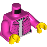 Torso Jacket with Buttons, over White Undershirt Print, Dark Pink Arms, Yellow Hands Dark Pink