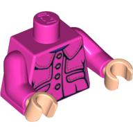Torso Jacket with Collar, 4 Buttons on Front, 2 Buttons on Back print, Dark Pink Arms, Light Nougat Hands Dark Pink