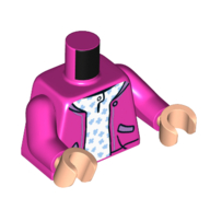 Torso Jacket, White Shirt with Medium Blue Spots print, Dark Pink Arms, Light Nougat Hands Dark Pink