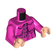 Torso Jacket with Collar, 4 Large Buttons on Front, 2 Buttons on Back print, Dark Pink Arms, Light Nougat Hands Dark Pink