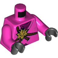 Torso Robe with Reddish Brown Rope Shoulder Straps, Magenta Undershirt Print, Dark Pink Arms, Black Hands Dunkelrosa
