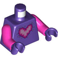 Torso Pixelated Bright Pink and Dark Pink Heart Print, Dark Pink Arms, Dark Purple Hands Dunkellila