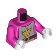 Torso Armor, Silver Chestplate with Crown, Reddish Brown Belt print, Dark Pink Arms, White Hands Dark Pink