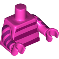 Torso Horizontal Magenta Stripes on Front and Back print, Dark Pink Arms and Hands with 4 Magenta Stripes print Dark Pink
