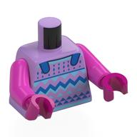 Torso, Knitted Sweater, Blue/Lavender/Bright Light Blue Pattern print, Dark Pink Arms, Magenta Hands Medium Lavender