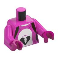 Torso, Magenta Fur, White Belly, Broken Black Heart print, Dark Pink Arms, Magenta Hands Dunkelrosa