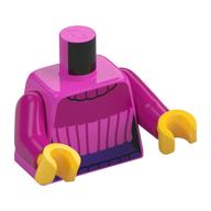 Torso Sweater with Magenta and Dark Purple Decoration Print, Magenta Arms, Yellow Hands Dark Pink