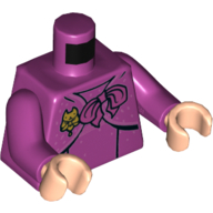 Torso Dress, with Cloak, Bow, and Cat Broach Print, Magenta Arms, Light Nougat Hands Magenta