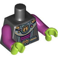 Torso Spacesuit, Shoulder Armor and Belt with UFO Print, Magenta Arms, Lime Hands Black