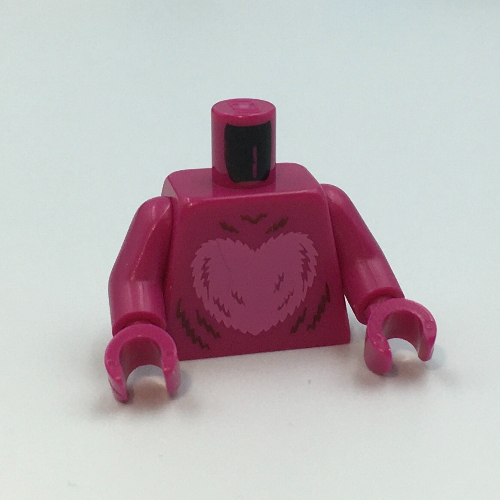 Torso, Bright Pink Heart, Fur, Zipper on Back print with Magenta Arms and Hands Magenta
