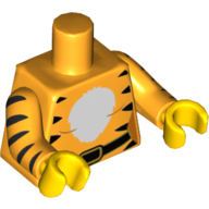 Torso Tiger Stripes, White Chest, Belt Print, Bright Light Orange Arms, Yellow Hands Bright Light Orange