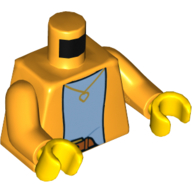 Torso Jacket Over Light Blue Undershirt Print, Bright Light Orange Arms, Yellow Hands Bright Light Orange