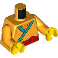 Torso, Tunic/Rove, Dark Turquoise Trim, Red Belt print, Bright Light Orange Arms, Dark Blue Hands Bright Light Orange